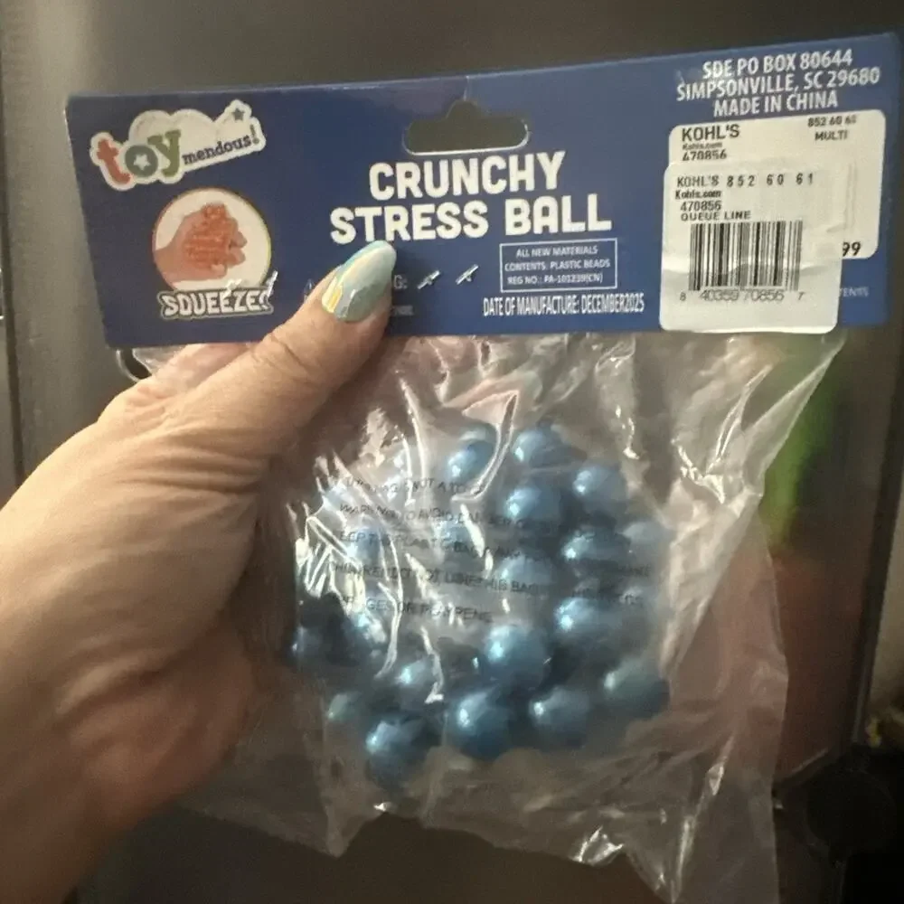 Crunchy Stress Squishy Ball Toymendous Squeeze Blue Pearls Ball New